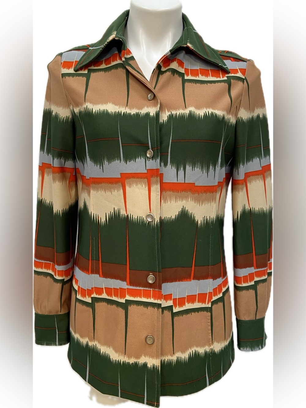 VINTAGE ALEX GARAY 1970s RETRO FAUX PEARL BUTTON DOWN HIPSTER WESTERN TOP